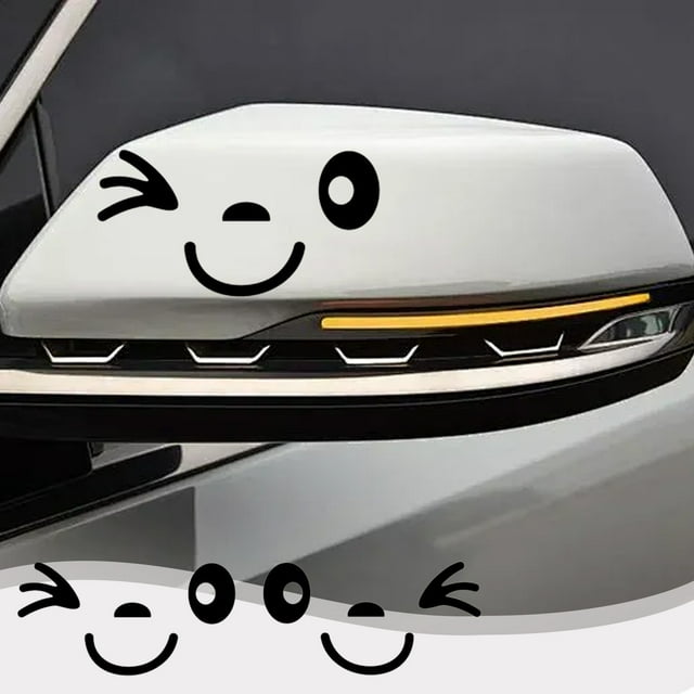 Dvkptbk Car Stickers Car Body Sticker with Smiling Face Rearview Mirror Sticker Reverse Mirror Sticker Personalized Car Sticker Waterproof Car Decor