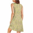 thumbnail image 5 of Fnooota Nightgowns for Women, Pleated Crewneck Sleeveless Printed Womens Sleepshirts Yellow Size 2XL, 5 of 7