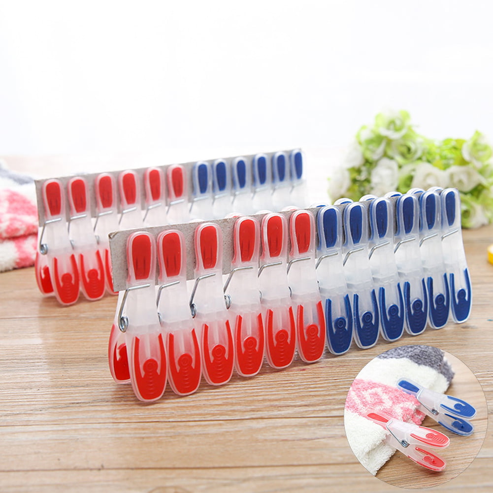12pcs Laundry Clothes Pins Strong Grip Underwear Hanging Plastic Pegs Clips G 