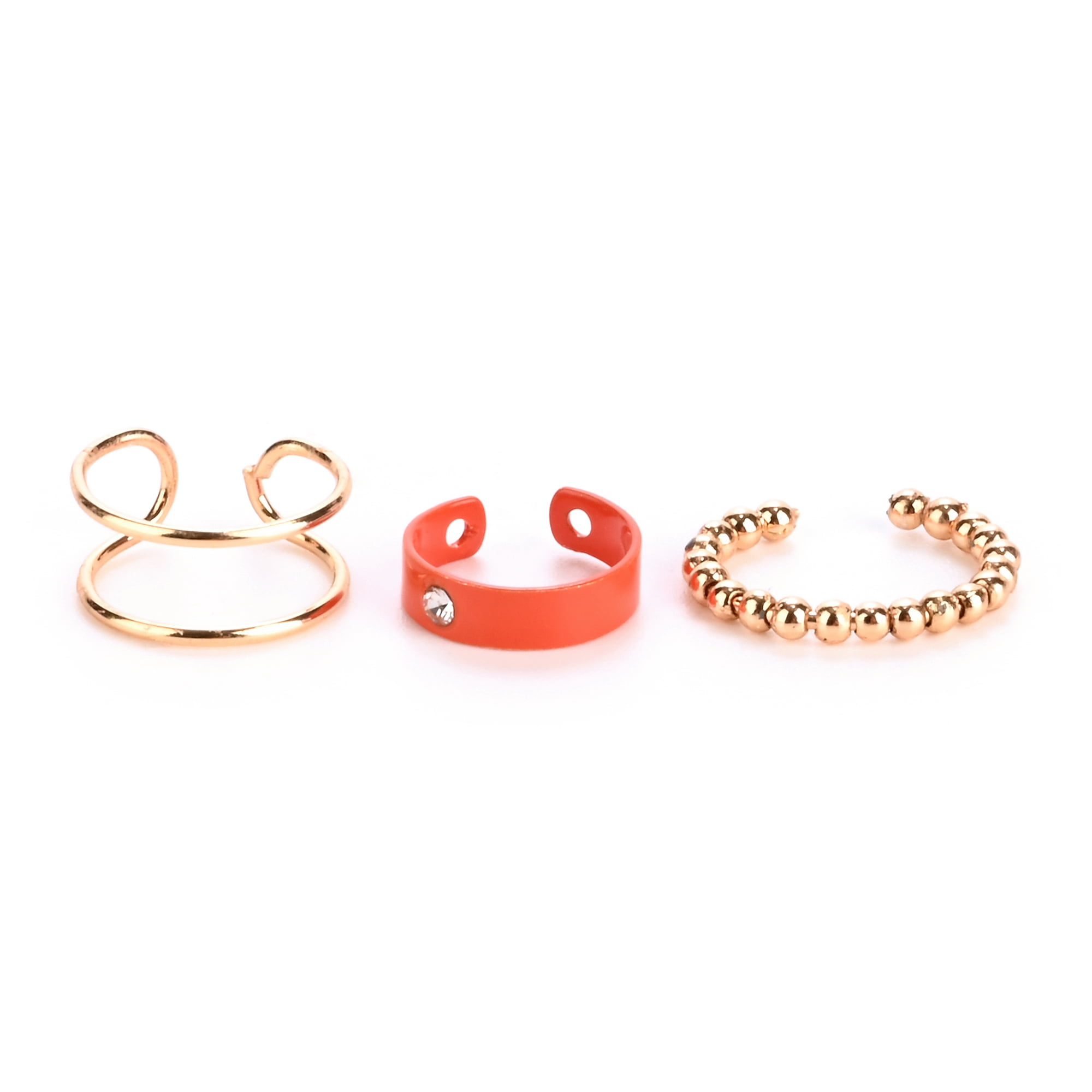 Claire's Girls Gold & Orange Faux Hoop Earring, Cuff/ Latch Closure, 4-Pack, 38820 Stone