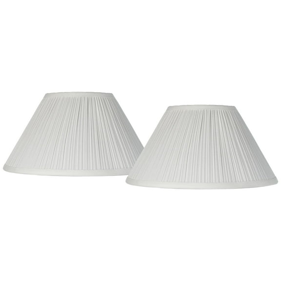 Springcrest Set of 2 Pleated Empire Lamp Shades Ivory White Medium 6" Top x 14" Bottom x 7" High Spider Harp and Finial Fitting