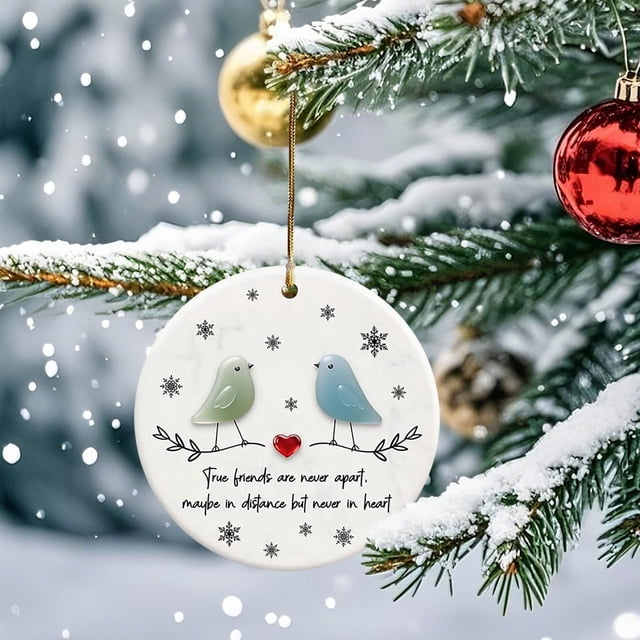xihome Pack de 2 adornos navideños redondos de acrlico con cordn dorado para decorar el rbol y regalar.