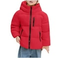 thumbnail image 2 of ATOGUTA Boys Puffer Coat Winter Fleece Jacket Zip Up Hooded Puffer Quilted Kids Outerwear Jacket for Boys Size 1T-14 Red, 2 of 6