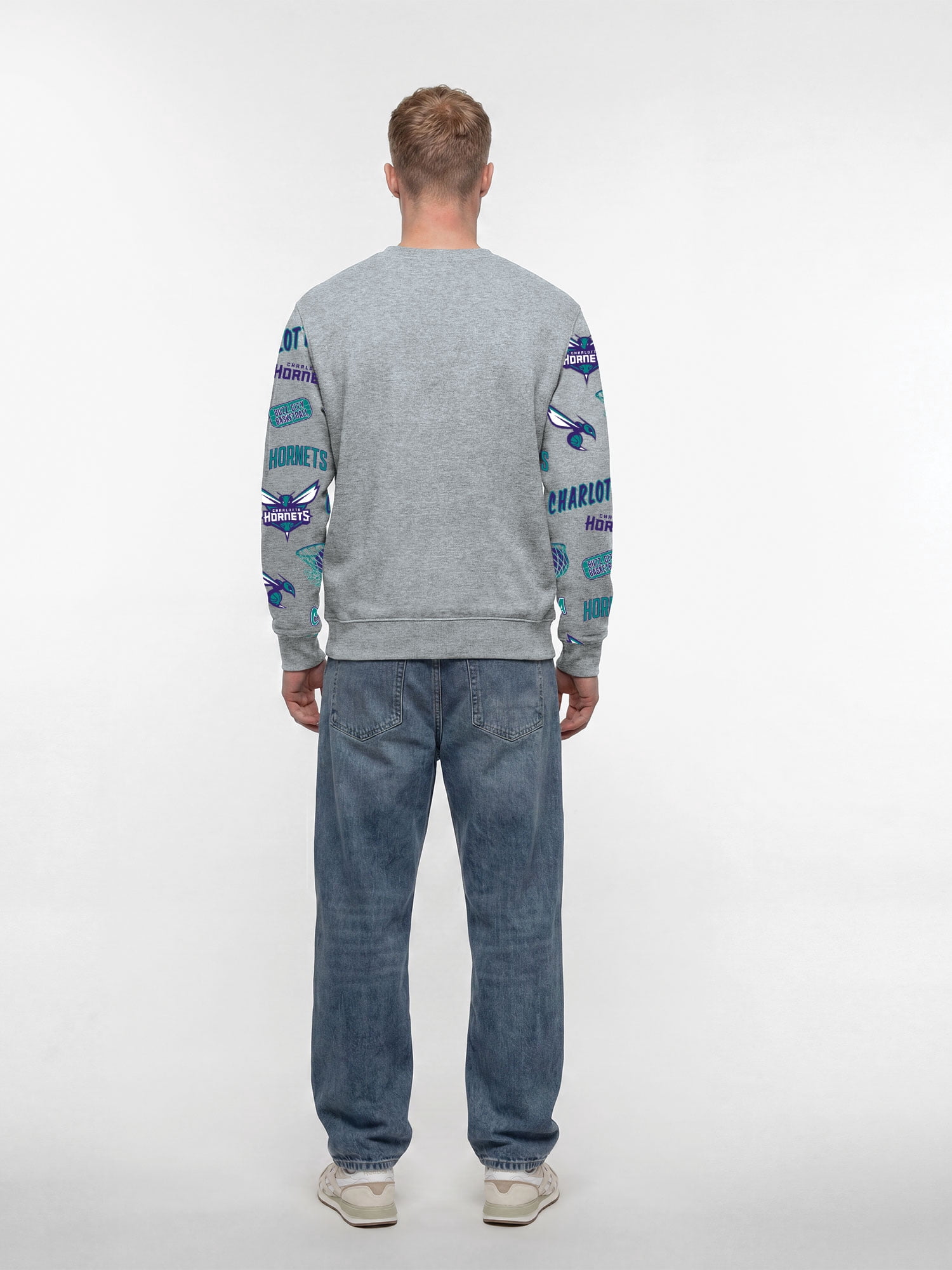 Charlotte Hornets Reebok Adult Gray Crew Neck Sweatshirt