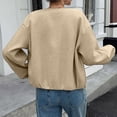 thumbnail image 4 of Stichou Womens Cropped Bomber Jackets Trendy Casual Collarless Pea Coat Zip Up Sping Fall Short Jacket Khaki L, 4 of 6