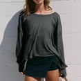 thumbnail image 2 of Posijego Open Back Workout Tops for Women Loose Long Sleeve Shirts Backless Yoga Sports T-Shirts Activewear, 2 of 7