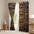 thumbnail image 3 of Manfei Stone Carved Paw Kitchen Curtains, Rustic Animal Footprint Black Out Curtains Pack of 2 (42x63 Each), Dark Brown, 3 of 6