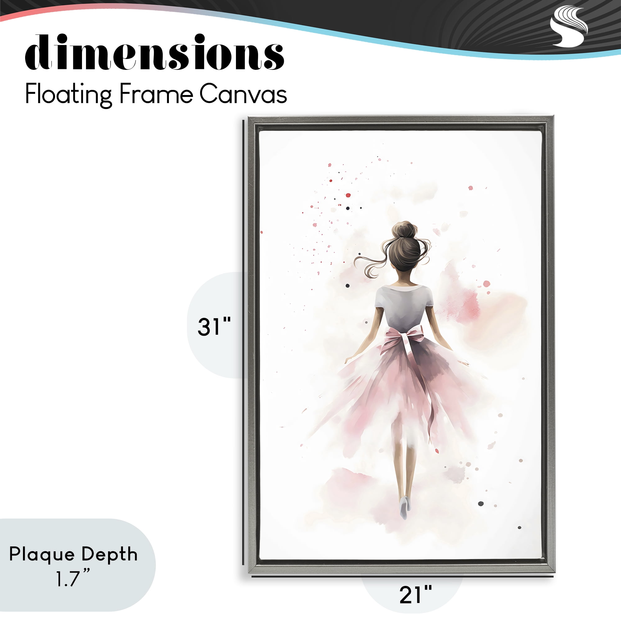 Stupell Industries Speckled Ballerina View Gray Framed Floater Canvas Wall Art, design by Creative Studio