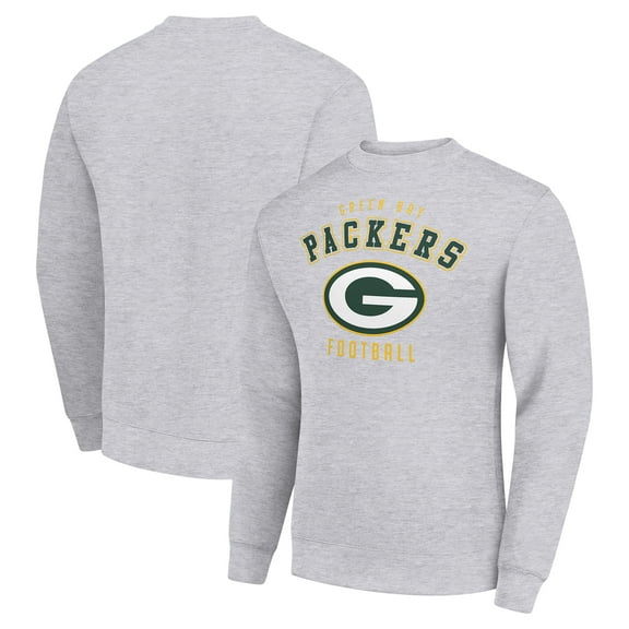Men's Starter Heather Gray Green Bay Packers Team Logo Pullover Sweatshirt