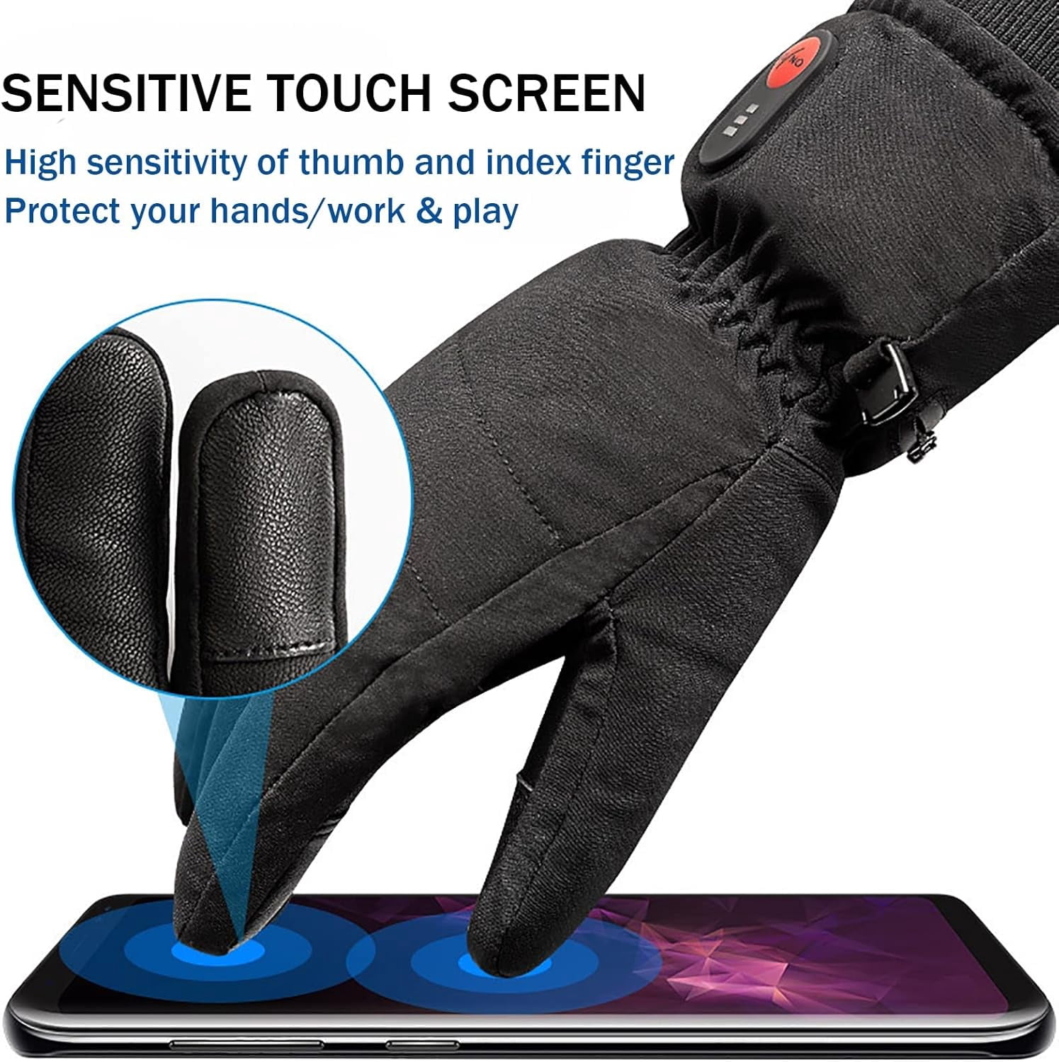 SAVIOR HEAT Electric Heated Gloves for Men Women, 7.4V 2200mAH Rechargeable Battery Heated Work Glove, Touchscreen Winter Hand Warmer Gloves for Motorcycle Skiing Riding Arthritis & Raynaud's