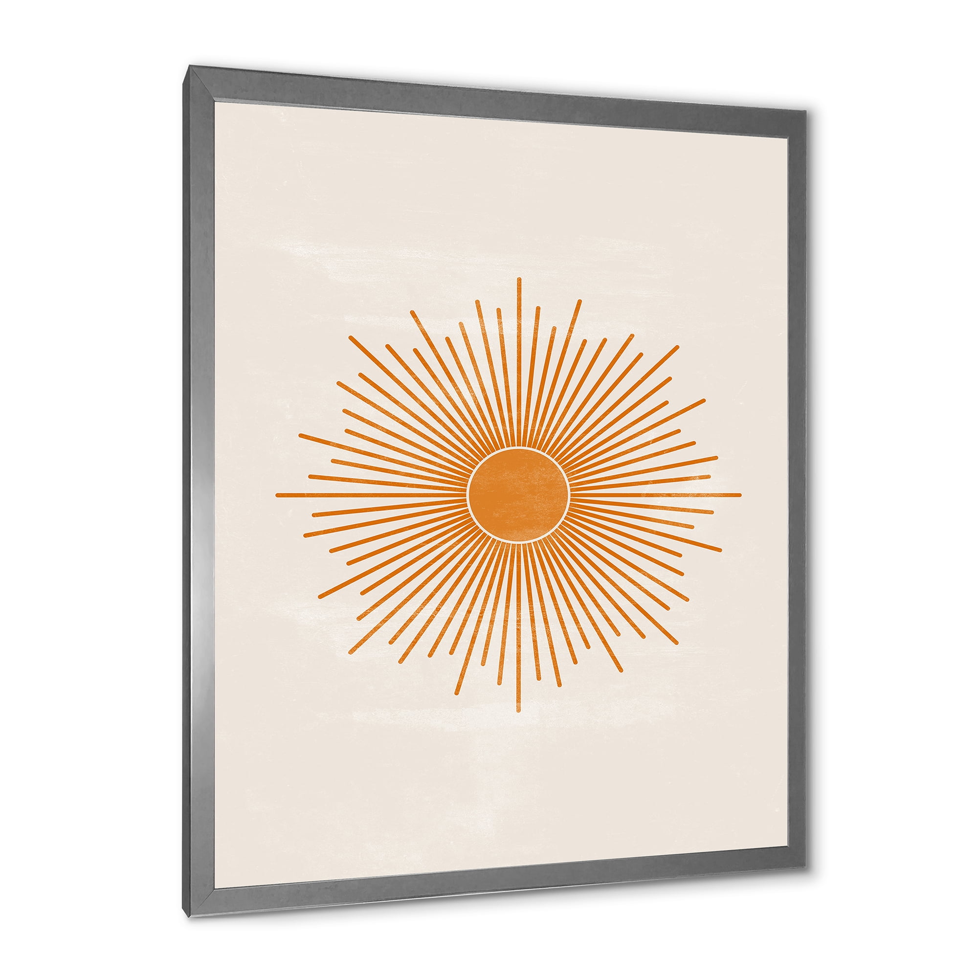 Designart 'Orange Sun Print On Beige II' Modern Framed Art Print