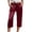 Red, variant on Aihuaihua Womens Satin Capri Pants Summer Wide Leg Pants Casual High Waist Elastic Cropped Trousers Beach Vacation Clothes Black L