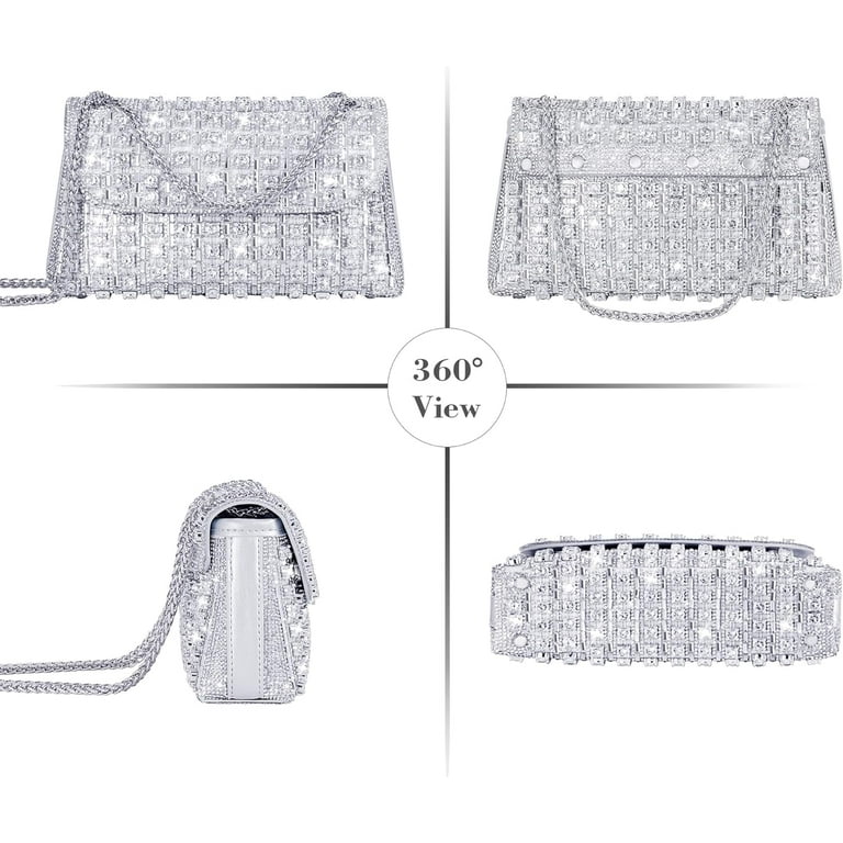 Rhinestone Clutch Purse Sparkling Silver Crystal Diamond
