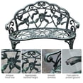 thumbnail image 2 of Aimee Lii Outdoor Bench, Cast Aluminum Outdoor Furniture, Metal Bench with Floral Rose Accent & Antique Finish, Outdoor Furniture for Outdoor Patio Garden Backyard, Green, 2 of 11