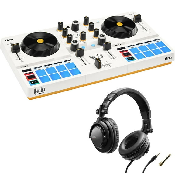 Hercules DJControl Mix Ultra DJ Controller with Protective Cover Bundle with Hercules HDP DJ45 Closed-Back, Over-Ear DJ Headphones