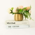 thumbnail image 2 of Efavormart 4 Pack | 3" Gold Textured Ceramic Flower Vase Pots, Round Brushed Indoor Planters, 2 of 11