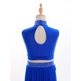 thumbnail image 5 of YiZYiF Kids Girls Lyrical Dance Crop Top Mock Neck Sleeveless Rhinestones Dancing Vests Tank Tops Blue 6, 5 of 7