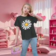 thumbnail image 7 of YunPes Cap Sleeve T-shirts for Girls Daisy Print Crewneck Blouse Tee Kids Casual Loose Fit Pullover Summer Tops for 2-13Y, 7 of 7