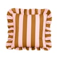thumbnail image 2 of Throw Pillow Cover, Striped Throw Pillow, Pink Throw Pillow Covers, Throw Pillow Covers for Couch, Ruffled Edge 18X18 Inch Soft Square Pillow Case for Home Decor, 2 of 9