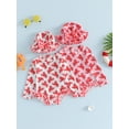 thumbnail image 3 of BemeyourBBs Toddler Baby Girls Crayfish One Piece Swimsuit Infant Bathing Suit Rash Guard With Hat 2 Pcs Set Lobster Print Plaid Ruffled Trim Long Sleeve Back Zipper Swimwears Summer Beachwear, 3 of 9
