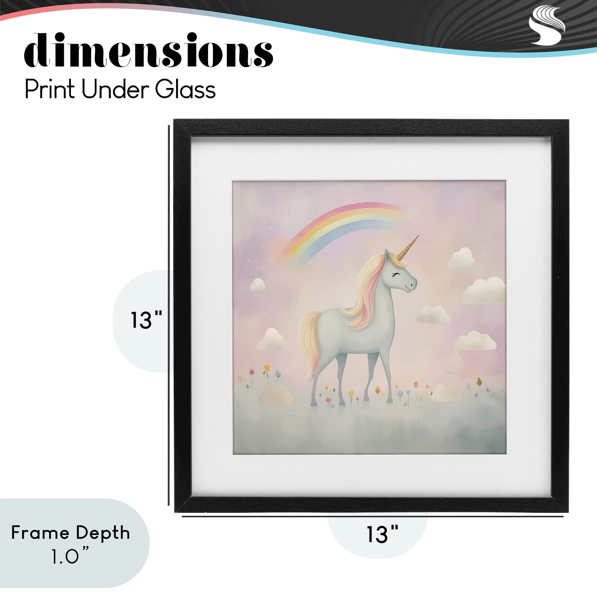 Stupell Industries Mystical Unicorn Dreams in Pastel Black Framed Print Under Glass, design by Lazar Studio