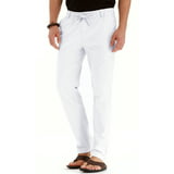 JWD Men's Drawstring Linen Pants Casual Summer Beach Loose Trousers ...