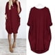 thumbnail image 3 of Women Plus Size Long Eeve Loose Midi Dress With Pockets, 3 of 4