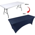 thumbnail image 2 of Nvzi Table Covers for 6 Foot Tables, Spandex Table Covers 6ft, Navy Blue Table Cloths Rectangle 6ft for Events, Wedding, Banquets & Parties, 2 of 5