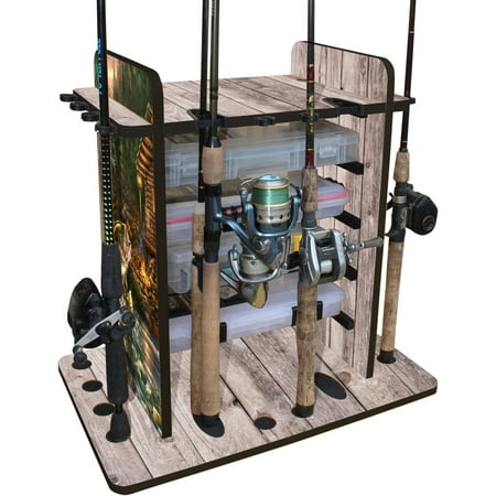 Rush Creek Creations Bass 14 Fishing Rod Rack with 4 Bait Bin (Best Bass Rods For The Money)