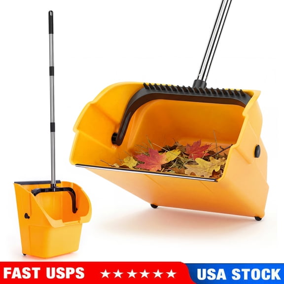 Gamexcel Commercial Dustpan with 43" Long Handle Outdoor Indoor for Courtyard Garage Lobby Mall Market Floor Home Kitchen Room Office Pet Hair Rubbish - Yellow