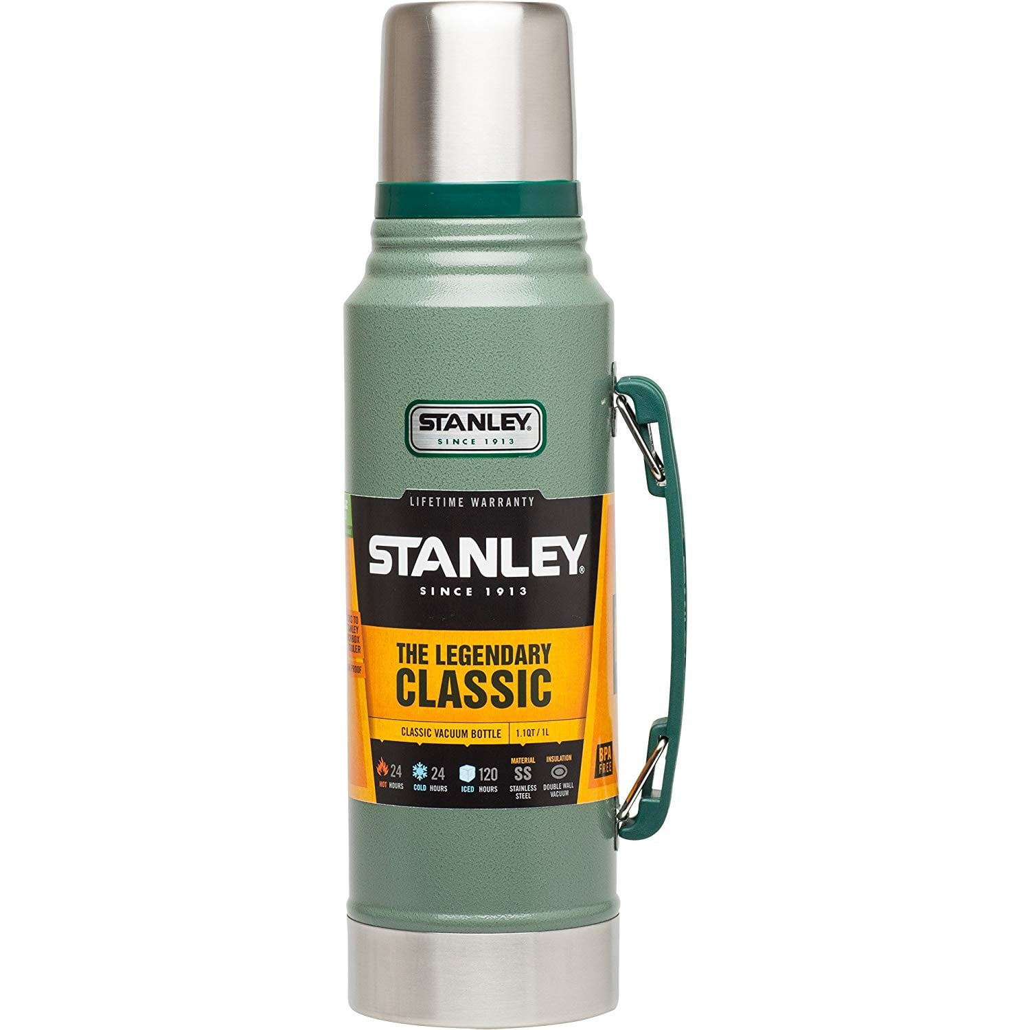 Stanley Classic Legendary Bottle 1L / 1.1Qt Hammertone Ice Bpa Free  Stainless Steel Thermos - Keeps Cold Or Hot For 24 Hours - Leakproof Lid  Doubles