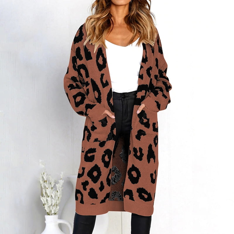 leopard print cardigan sweater womens
