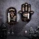 thumbnail image 5 of DIY 2 juegos de estantes pequeños de cristal con forma de mano de Hamsa negra, soporte de exhibición de madera, soporte para mal de ojo, cosas mágicas de brujas, estante de almacenamiento de péndulo, 5 of 6