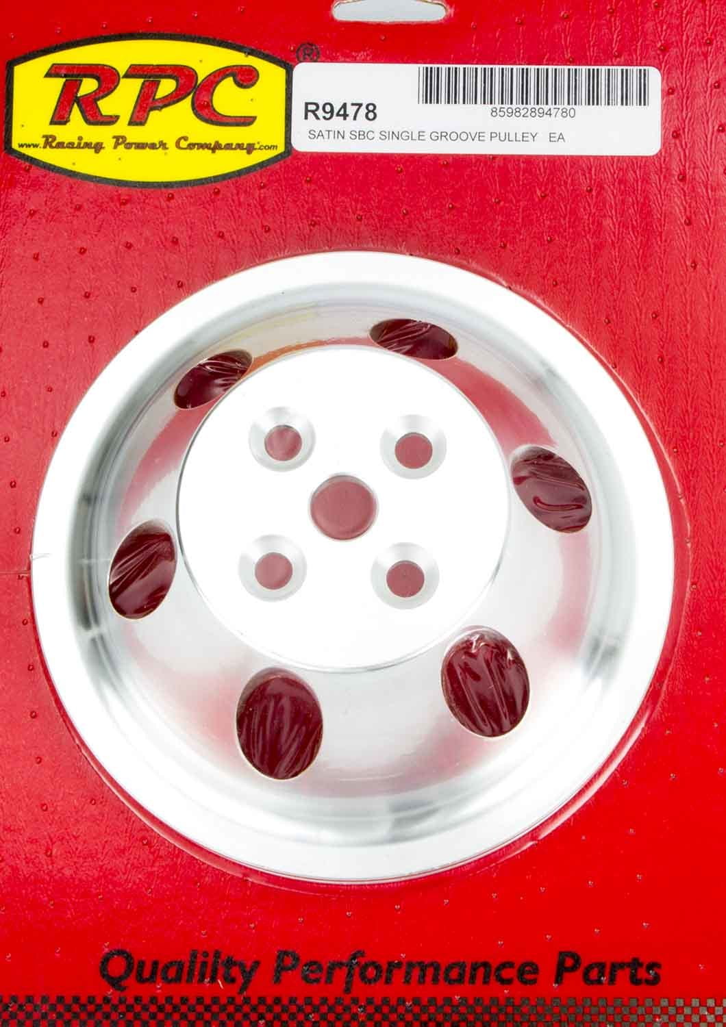Racing Power R9478 Satin SBC Single Groove Aluminum Pulley for Small Block Chevy