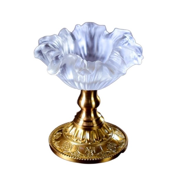 Candelabro en forma de flor creativa, candelabro esmaltado Retro, decoración de escritorio, Base de cobre
