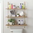 thumbnail image 2 of Wrenn 3-Tier Wall Shelves, Gold Metal with Natural Mango Wood, 2 of 10