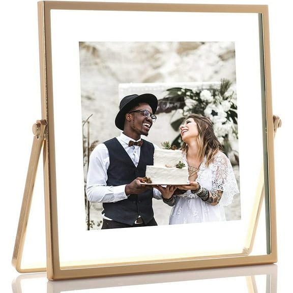4x4 Gold Metal Easel Float Picture Frame
