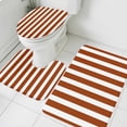 thumbnail image 3 of Burnt Orange Stripe Bath Mat 3 Piece Bathroom Rug Set, Farmhouse Striped Abstract Art Non Slip Bath Rug Contour Mat and Toilet Lid Cover, Absorbent Shower Mats Soft Bath Rugs and Mats Sets, 3 of 8