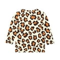 thumbnail image 4 of CLOISE Boys 3/4 Sleeve Shirts Girls Toddler Crew Neck Tops Leopard Print Casual Fashion Fall Winter Clothes Brown 3-12T, 4 of 5