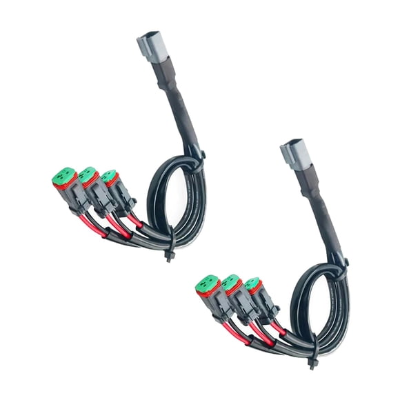 2x Universal DT Dtp Adapters Connectors Wiring Harness, 19.6inch IP68 Waterproof Heavy Duty, for Lights Light Bar 3 in 1