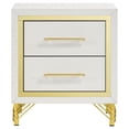 thumbnail image 2 of HomeStock Nightstand with 2 Drawers Hairpin Gold Legs Bar Handles White Finish English Dovetail 21.75 Inch x 16.25 Inch x 24.25 Inch Melamine Frame, 2 of 6