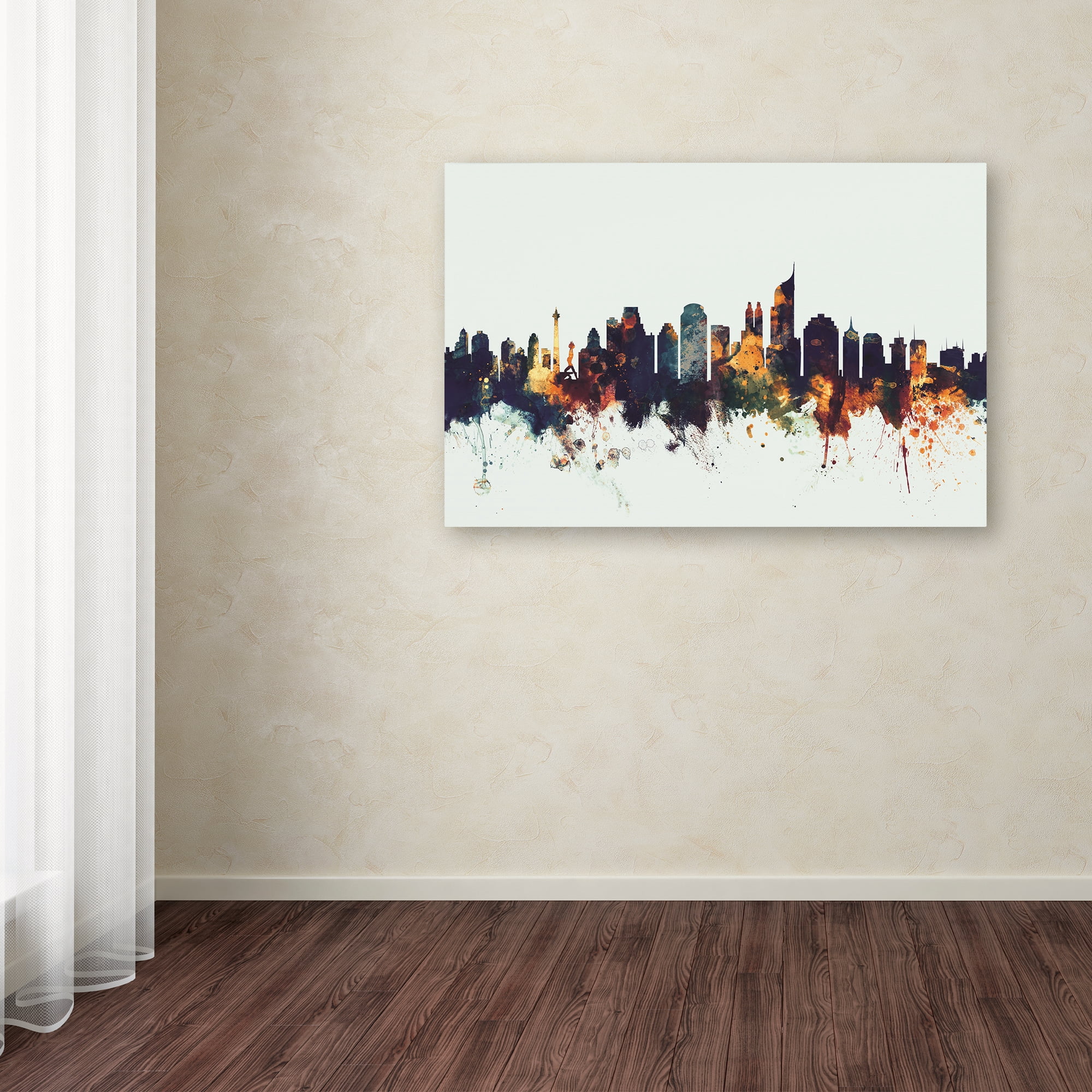 Trademark Fine Art 'Jakarta Skyline Indonesia II' Canvas Art by Michael Tompsett