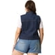 thumbnail image 5 of Women Plus Size Chest Pockets Single Breasted Denim Vest Dark Blue 3X, 5 of 6