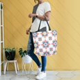 thumbnail image 4 of FORMRS Womens Canvas Tote Bag with Zipper Inner Pocket Shoulder Handbag, Blue Abstract Pattern, 4 of 7