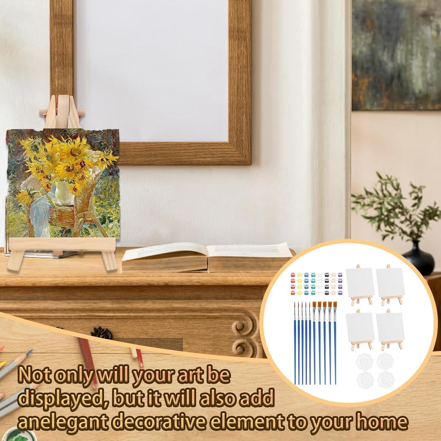 Sip and Paint Kit, 24-Piece Toddler Painting Set with Mini Canvas Suitable for Adults and Kids, Creative Art Projects Suitable for Family Activities and Gifting