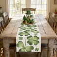 thumbnail image 5 of St Patrick's Day Table Runner,Green Lucky Shamrock Clover Table Runner Seasonal Spring Holiday Plaid Farmhouse Kitchen Dining Table Decoration for Indoor Outdoor Home Party Decor,13*71 inch, 5 of 6