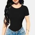 thumbnail image 6 of OVESPORT Women's Round Neck Bodysuits, Short Sleeved Slim Fit Top Can Be Used As An Inner Layer, Suitable For Different Occasions, 6 of 9