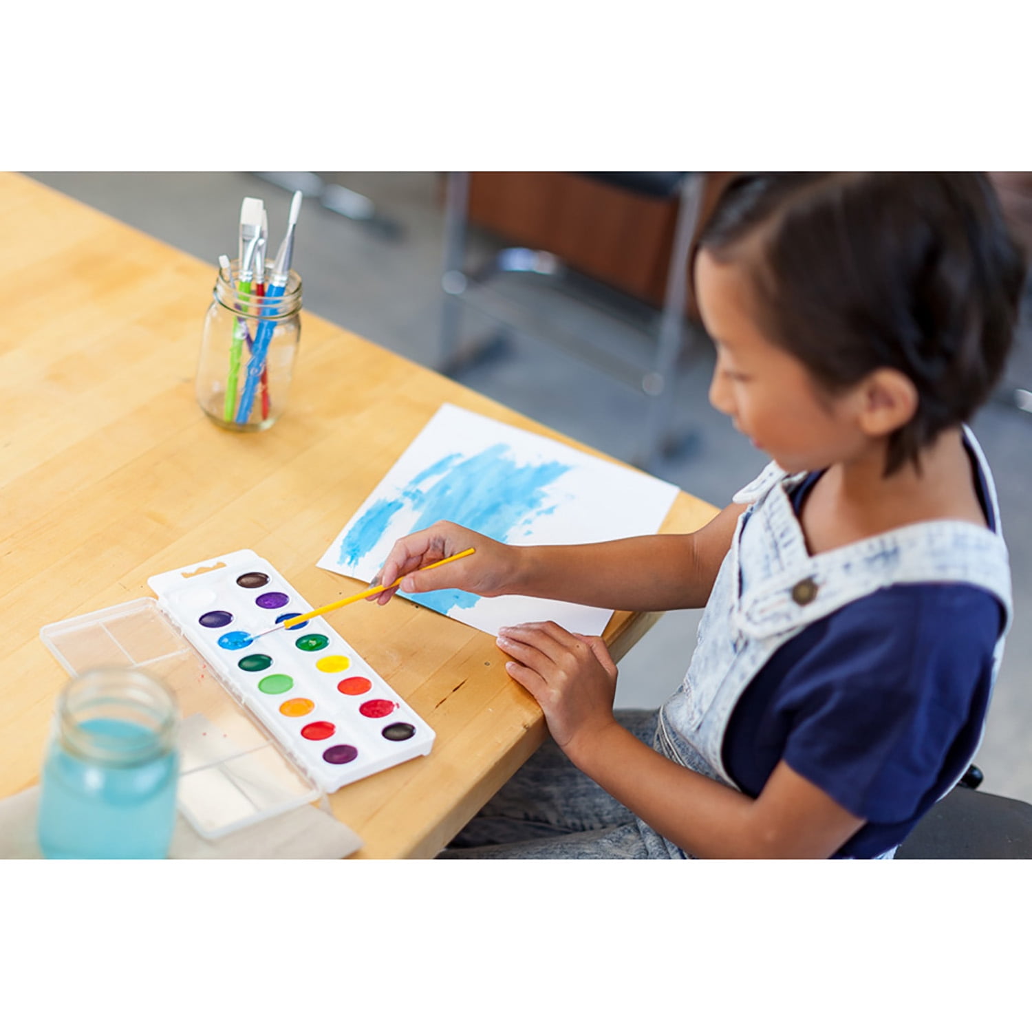 Crayola Washable Watercolors, 16 Semi-Moist Oval Pans & Brush, 6 Sets