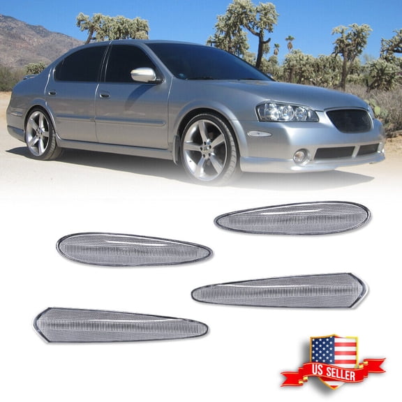 Fits 2000-2003 Nissan Maxima Clear Front & Rear Side Marker Lights Assembly 4PCS
