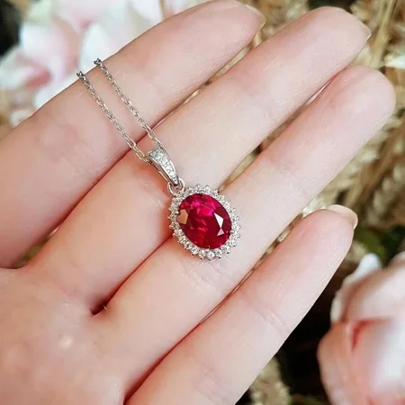 Ruby Gemstone Pendant | Genuine Red Ruby Necklace for Women | Sterling Silver July Birthstone Jewelry Gift gemstone Jewellery